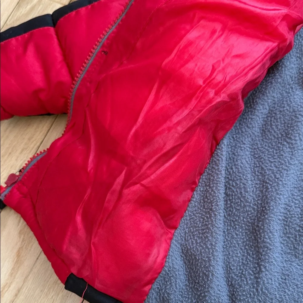 Vertical ‘9 Toddler Red and Black Hooded Fleeced Lined Puffer Jacket with Logo
